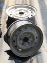 Old car wheel, used alloy wheel Royalty Free Stock Photo