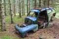 Old car wreck left in the forest Royalty Free Stock Photo