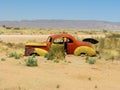 Old car wreck on Namibian desert