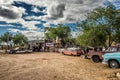 Old car wrecks n the historic Route 66 in Hackberry, Arizona