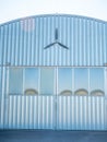 Old carbon propellers on hall wall at airport