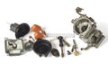 Old carburetor of motorcycle part disassembly.