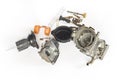 Old carburetor of motorcycle part disassembly.