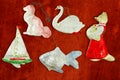 Old cardboard Christmas toys. The rustic style. The middle of th Royalty Free Stock Photo