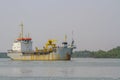 Old cargo ship or ferry on the sea