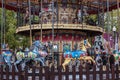 Old carousel in the amusement Park without people