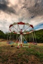 Old Carousel. Vintage Merry-go-round in the Field