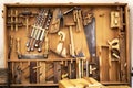 Old carpenter hand tools Royalty Free Stock Photo