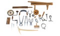 Old carpenter workshop with vintage tools,3d illustration