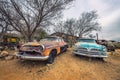 Old cars abandoned on historic route 66 in Arizona