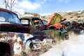 Old cars at junkyard Royalty Free Stock Photo