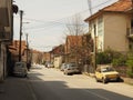 Old cars in North Macedonia near the Ohrid Lake with traditional buildings Royalty Free Stock Photo