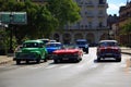 Old Havana. Classic taxi cars on the road