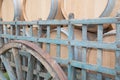 Old cart filled with oak wine barrel Royalty Free Stock Photo