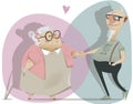 Old cartoon couple in love Royalty Free Stock Photo