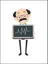 Old Cartoon Pathologist Showing Graph Tablet Vector