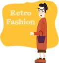 Old cartoon woman wearing fashion glasses, vector Royalty Free Stock Photo
