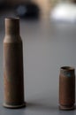 Old cartridges from a pistol and machine gun