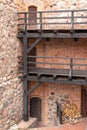 Old carved door to the room in the castle of the Teutonic Knights. Door in the castle museum Royalty Free Stock Photo