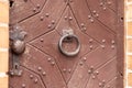 Old carved door to the room in the castle of the Teutonic Knights. Door in the castle museum Royalty Free Stock Photo