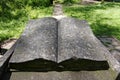 Old carved stone book