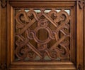 Old carved wooden lattice with a geometrical pattern