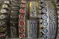 Old Cash Register in close up shot. Antique style cashier register Royalty Free Stock Photo