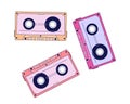 Old cassette tapes 2D linear cartoon object