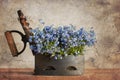 Old cast-iron with blue flowers Royalty Free Stock Photo