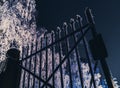 Old cast iron fence gate covered in frost. Royalty Free Stock Photo