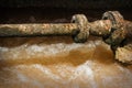 Old cast-iron pipes. After many years of water treatment Royalty Free Stock Photo