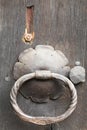 Old cast iron ring handles and escutcheon