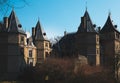 Old castle with a beautiful spring park in Goluchow, Poland. Travel in Europe. Historical monument. Royalty Free Stock Photo