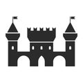 Old castle black icon, palace and strong wall fortress Royalty Free Stock Photo