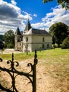 Old castle and field around the Lake of Vassiviere