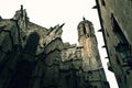 Old Castle in the Gothic Quarter of Barcelona , Spain Royalty Free Stock Photo