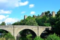 old castle and Dinham river Teme bridge in England Royalty Free Stock Photo