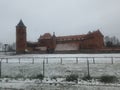 Old castle in Poland during winter time in snowy day Royalty Free Stock Photo