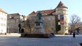 Old Castle, Schillerplatz side, Friedrich Schiller memorial in the foreground, Stuttgart, Germany Royalty Free Stock Photo