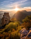 Old Castle staring at Fall`s colors: Sunset taken in the French Cathare region the day before the last moon eclipse.