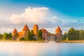 Old castle in sunset time. Trakai, Lithuania Royalty Free Stock Photo