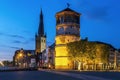 Old Castle Tower and st Lambertus church, Dusseldorf Royalty Free Stock Photo
