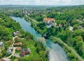 Old Castle and town Ozalj on a cliff over the Kupa Royalty Free Stock Photo