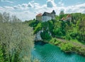 Old Castle and town Ozalj on a cliff over the Kupa