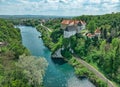 Old Castle and town Ozalj on a cliff over the Kupa Royalty Free Stock Photo