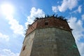 Old castle watch tower of medieval Zaraysk Kremlin, Moscow Region, Russia close up view Royalty Free Stock Photo