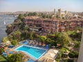 The Old Cataract Hotel and river Nile, Aswan, Egypt Royalty Free Stock Photo