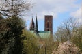 an old cathedral in the oldest town in denmark on a sunny day from a distant perspective Royalty Free Stock Photo