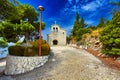 Old catholic church in mountain. Makarska, Dalmatia, Croatia Royalty Free Stock Photo