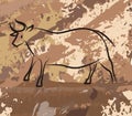 Old cave painting of a bull in a cave